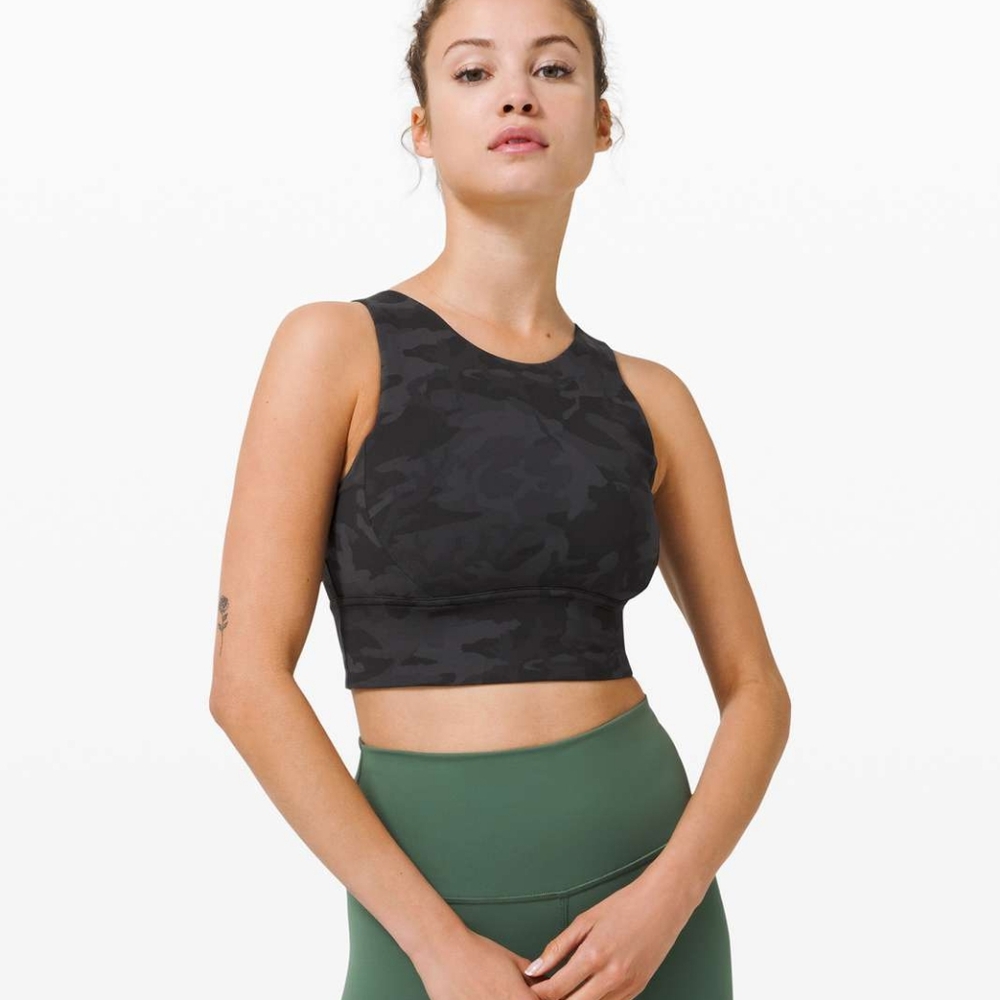 SOLD NWT Lululemon Stronger As One Long Line Bra 6 Black Camo - Picture 1 of 3